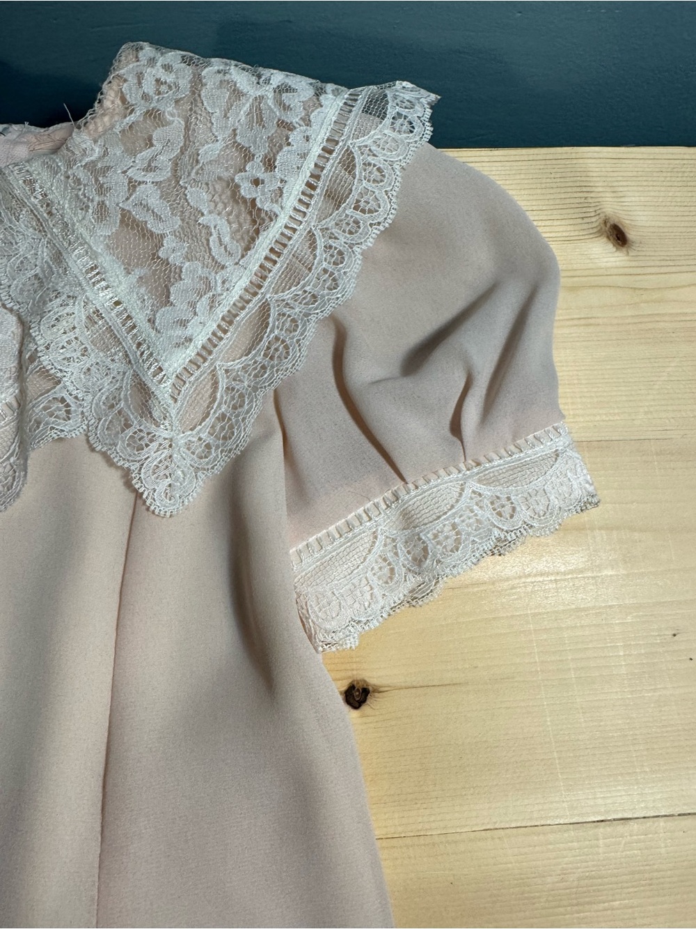 JESSICA MCCLINTOCK Delicate Blush Lace Collar Dress - Picture 2 of 10